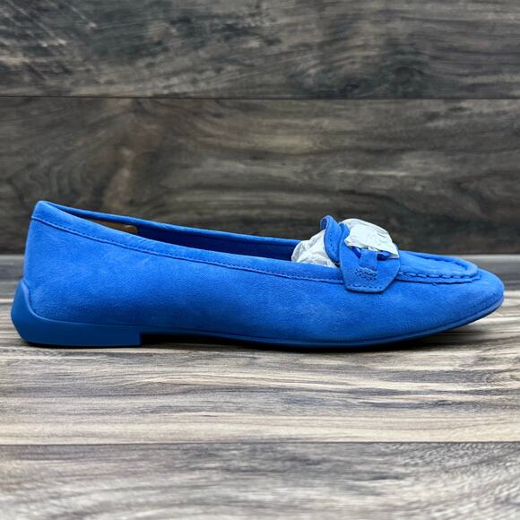 NIB Franco Sarto 7.5M Farah Blue Suede Chain Loafer Flats - Picture 8 of 13